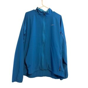 Patagonia Windbreaker Jacket Mens XL Blue Full Zip Mesh Collar Raglan Sleeve